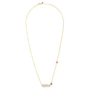 18K Yellow Gold Aquamarine Bar & Ruby Necklace